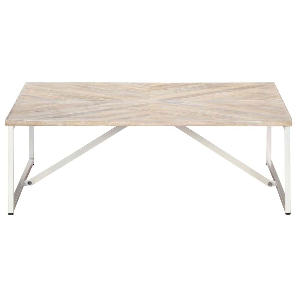 vidaXL Coffee Table White Solid Mango Wood 43.3 x 43.3 x 14.2 in Durable