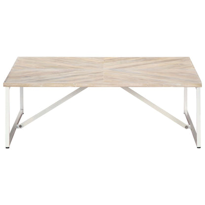 vidaXL Coffee Table White Solid Mango Wood 43.3 x 43.3 x 14.2 in Durable