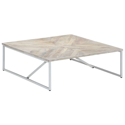 vidaXL Coffee Table White Solid Mango Wood 43.3 x 43.3 x 14.2 in Durable