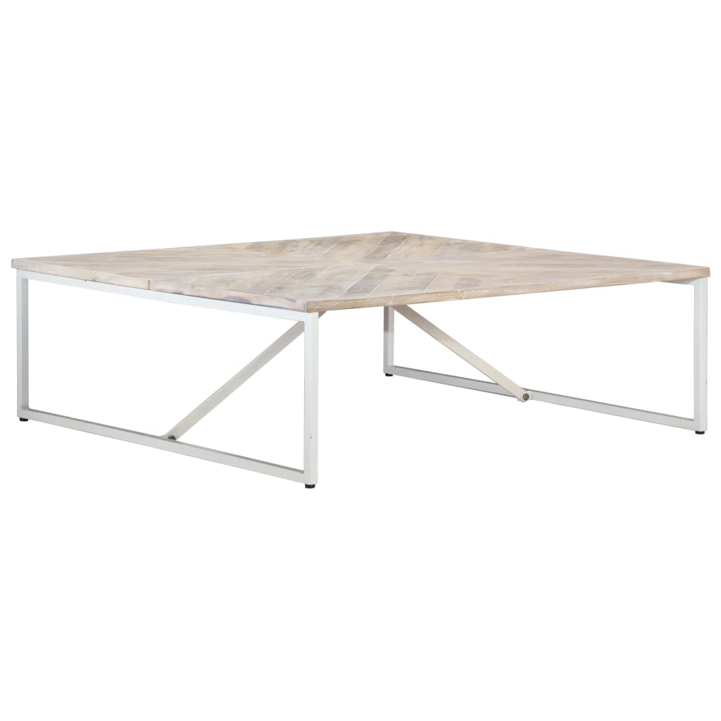 vidaXL Coffee Table White Solid Mango Wood 43.3 x 43.3 x 14.2 in Durable