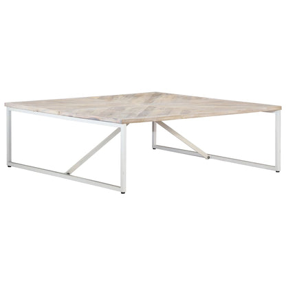 vidaXL Coffee Table White Solid Mango Wood 43.3 x 43.3 x 14.2 in Durable