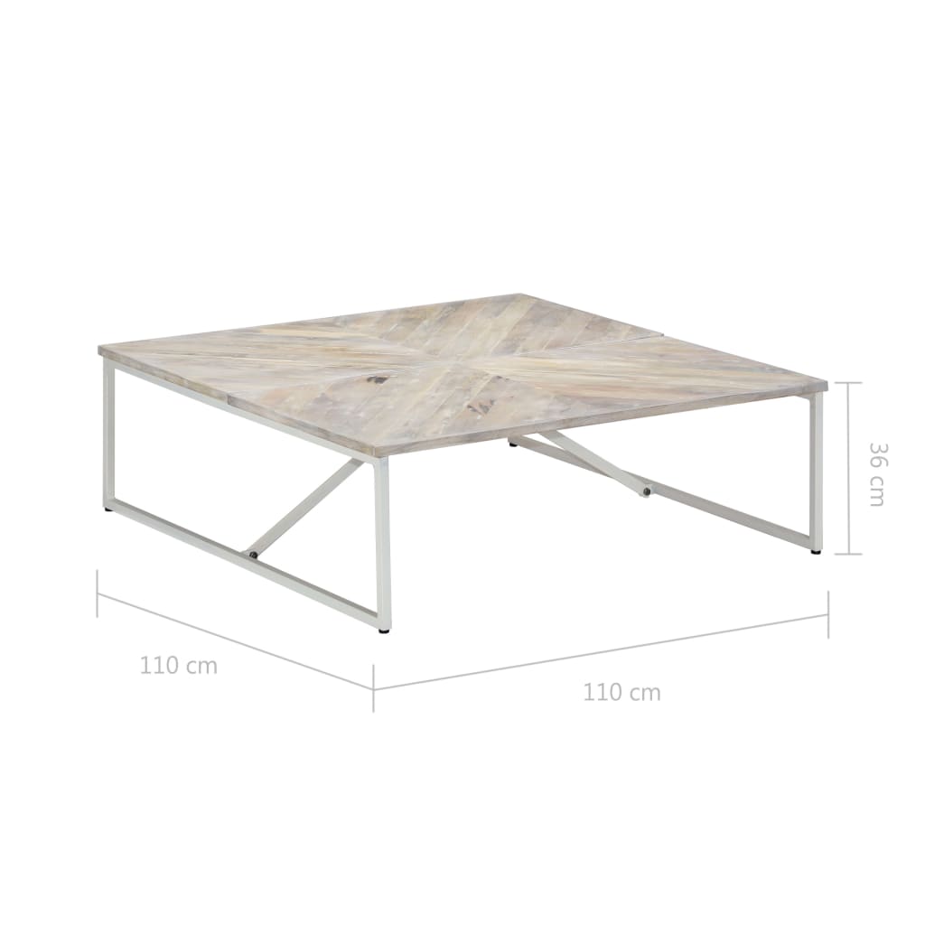 vidaXL Coffee Table White Solid Mango Wood 43.3 x 43.3 x 14.2 in Durable