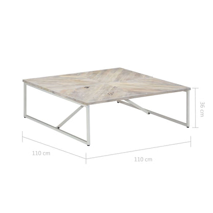 vidaXL Coffee Table White Solid Mango Wood 43.3 x 43.3 x 14.2 in Durable