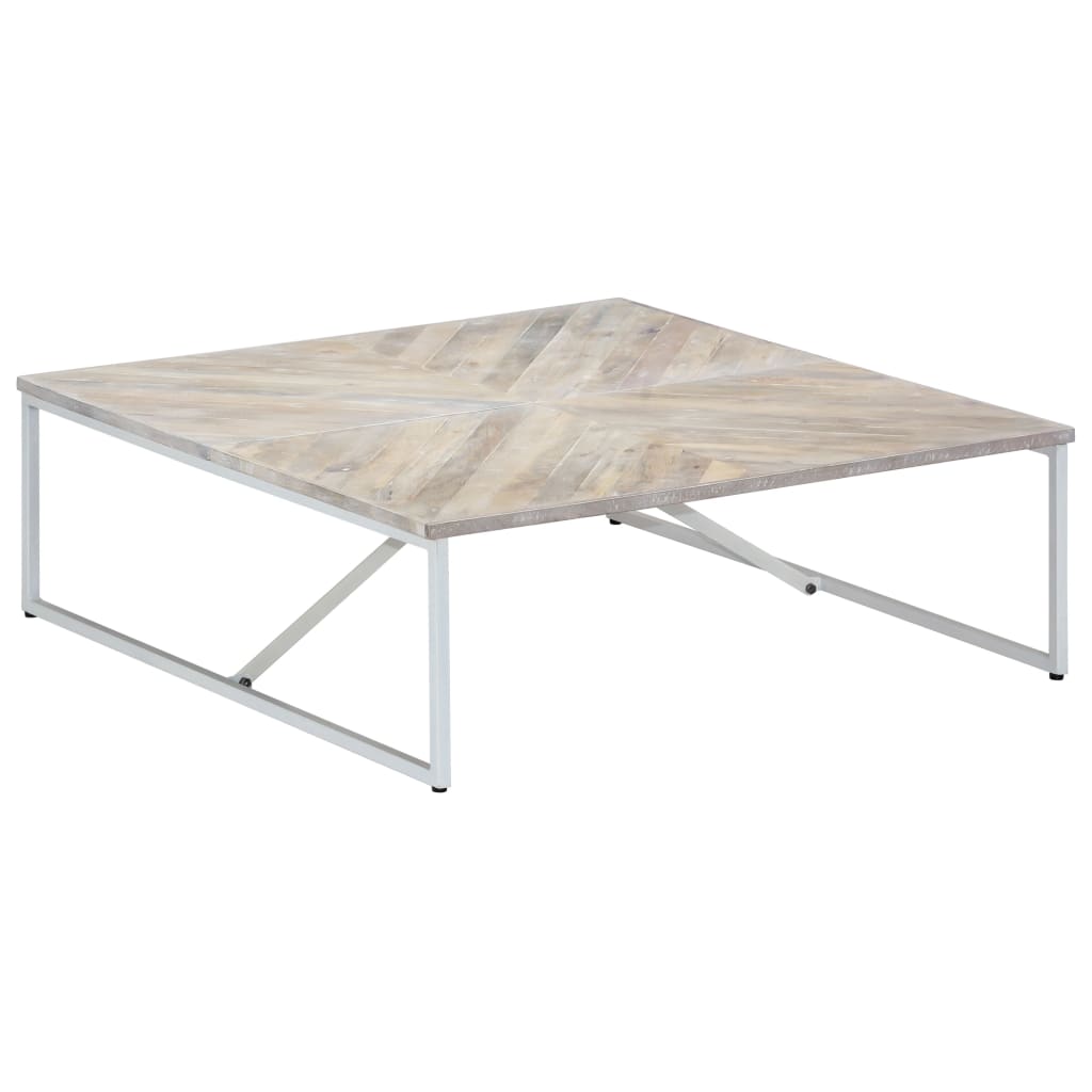 vidaXL Coffee Table White Solid Mango Wood 43.3 x 43.3 x 14.2 in Durable