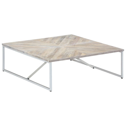 vidaXL Coffee Table White Solid Mango Wood 43.3 x 43.3 x 14.2 in Durable