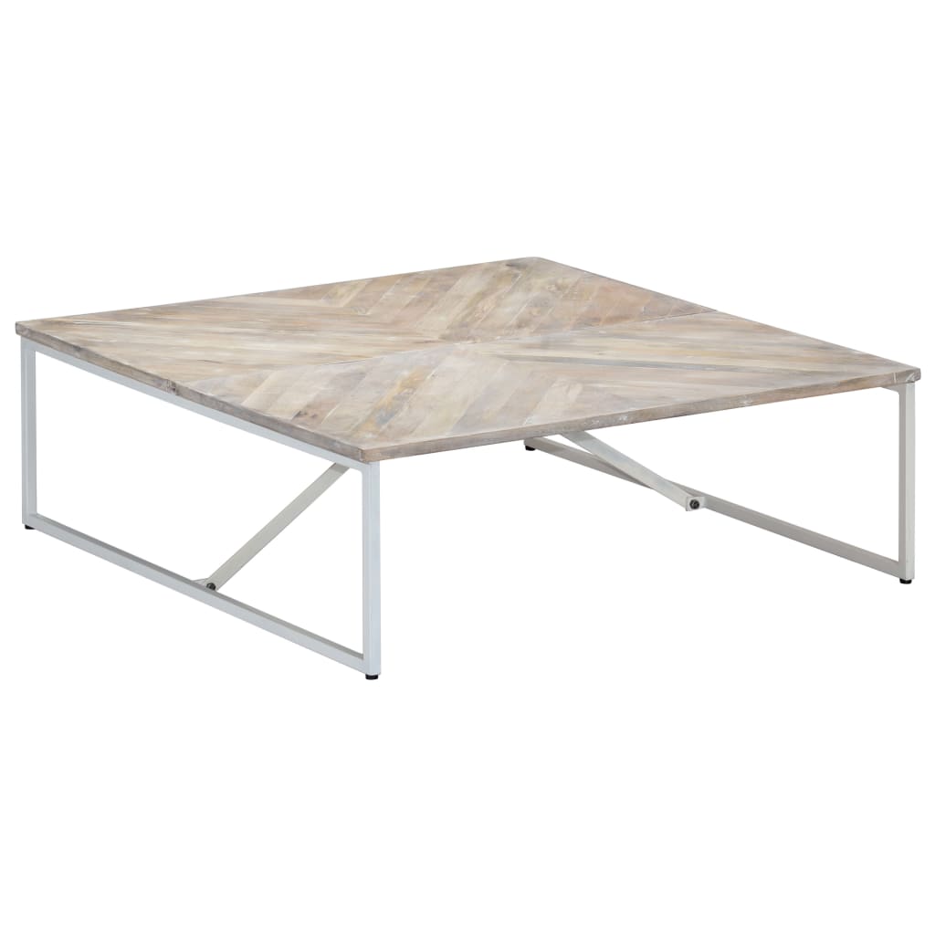 vidaXL Coffee Table White Solid Mango Wood 43.3 x 43.3 x 14.2 in Durable
