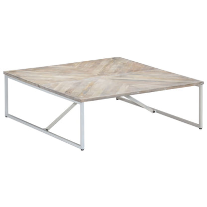 vidaXL Coffee Table White Solid Mango Wood 43.3 x 43.3 x 14.2 in Durable
