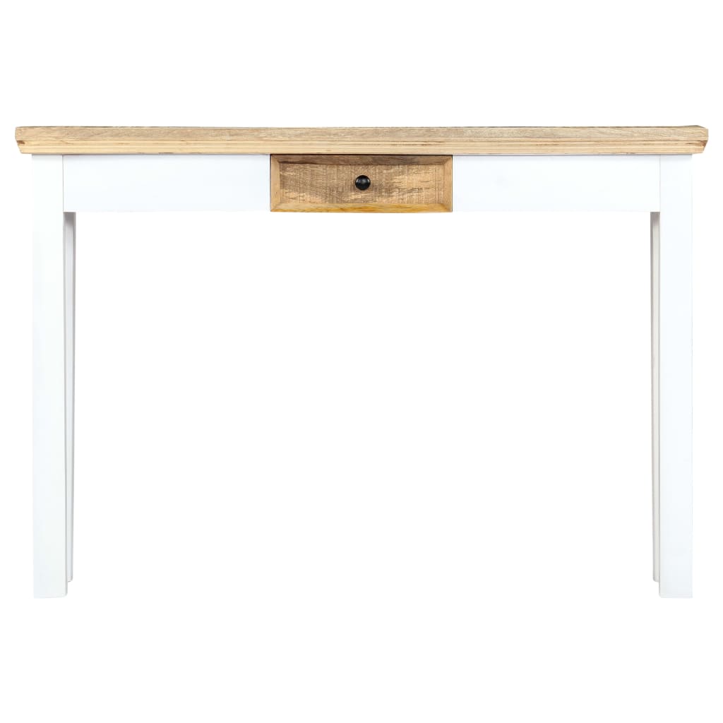 Console Table White and Brown 43.3"x13.7"x29.5" Solid Mango Wood