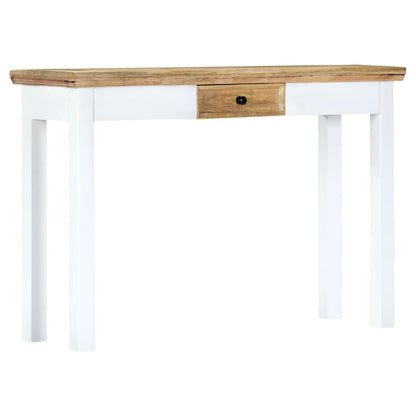 Console Table White and Brown 43.3"x13.7"x29.5" Solid Mango Wood