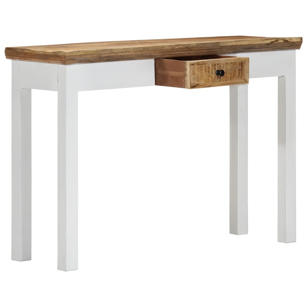 Console Table White and Brown 43.3"x13.7"x29.5" Solid Mango Wood