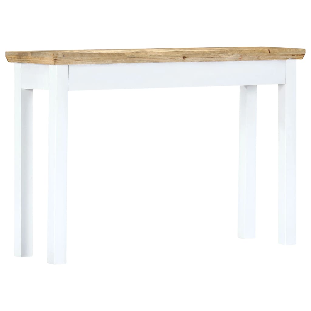 Console Table White and Brown 43.3"x13.7"x29.5" Solid Mango Wood