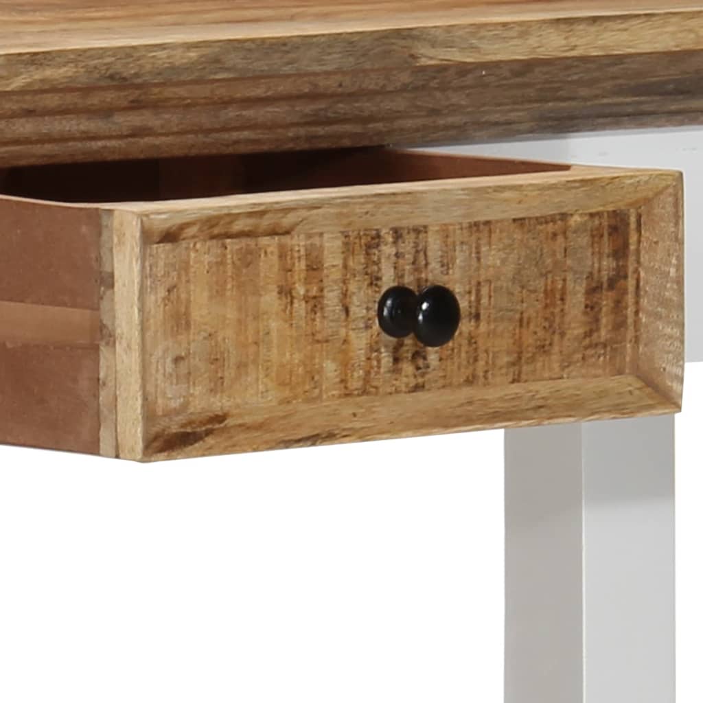 Console Table White and Brown 43.3"x13.7"x29.5" Solid Mango Wood