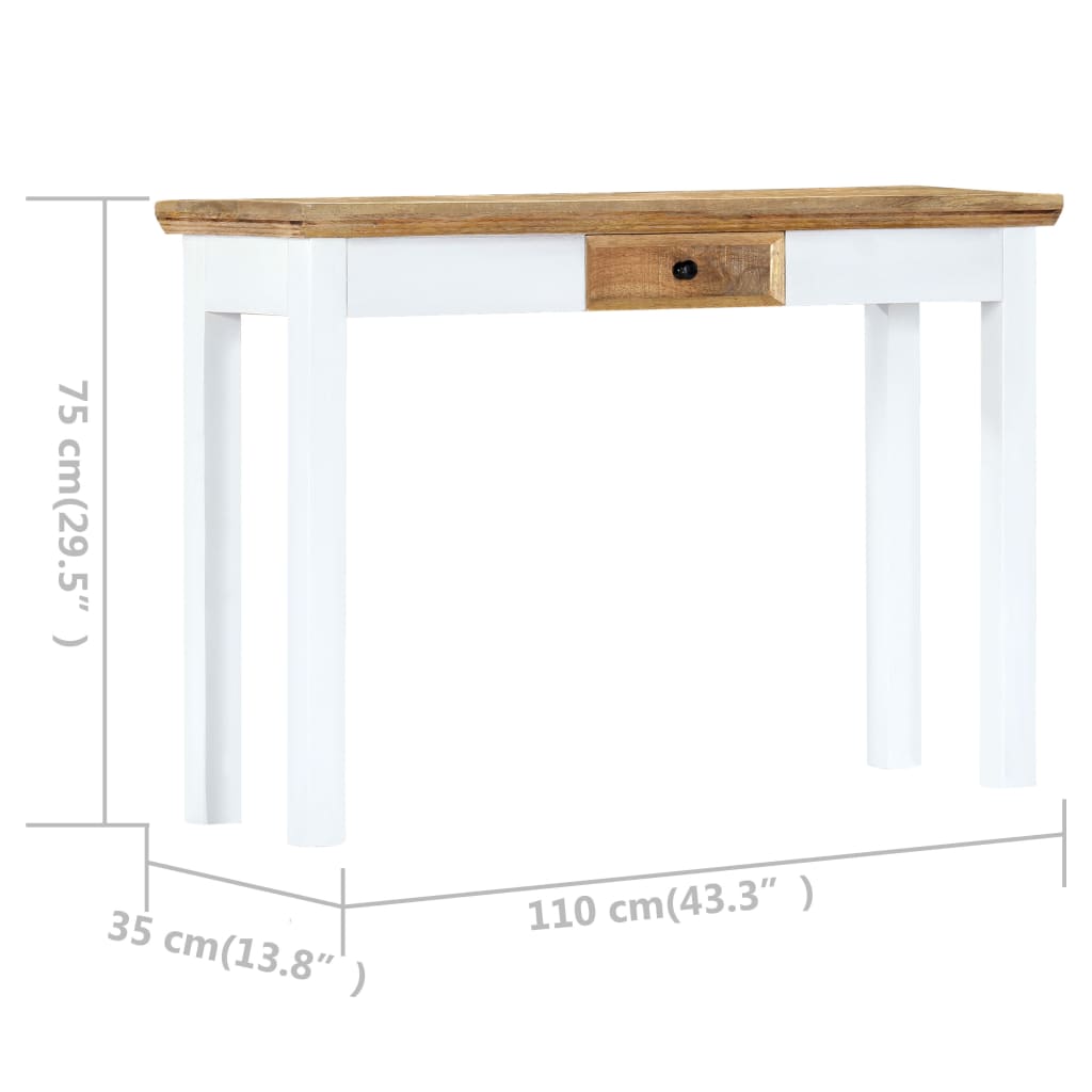 Console Table White and Brown 43.3"x13.7"x29.5" Solid Mango Wood