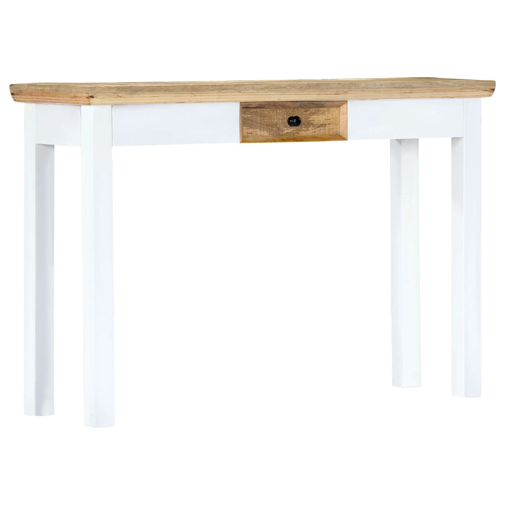 Console Table White and Brown 43.3"x13.7"x29.5" Solid Mango Wood