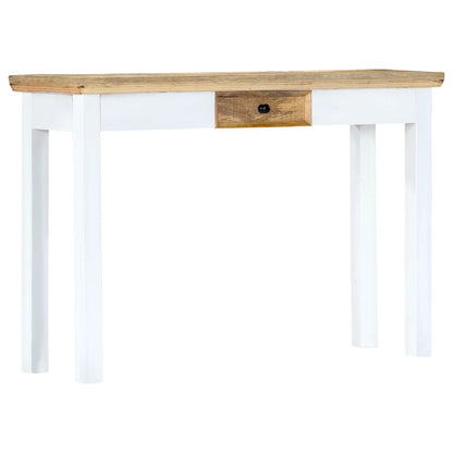 Console Table White and Brown 43.3"x13.7"x29.5" Solid Mango Wood