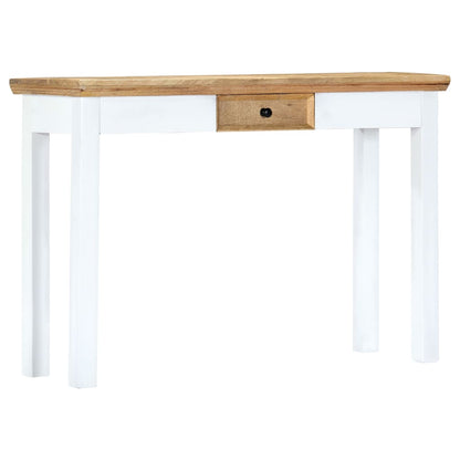 Console Table White and Brown 43.3"x13.7"x29.5" Solid Mango Wood