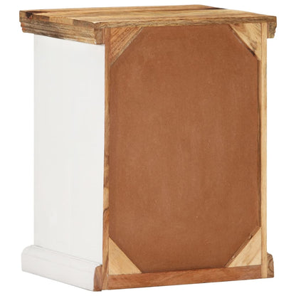 Nightstand White and Brown 15.7"x11.8"x19.6" Solid Rough Mango Wood