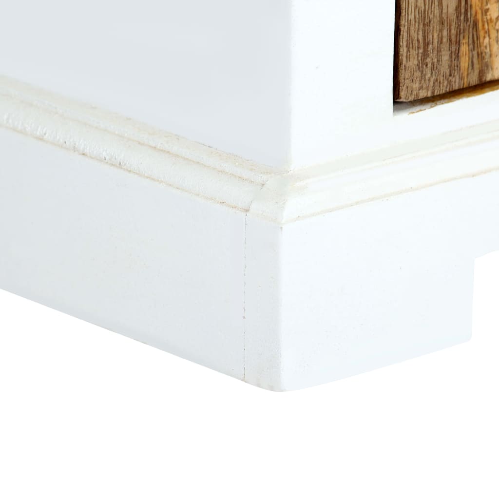 Nightstand White and Brown 15.7"x11.8"x19.6" Solid Rough Mango Wood