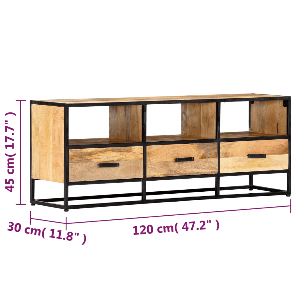 vidaXL TV Cabinet Natural wood with black frame