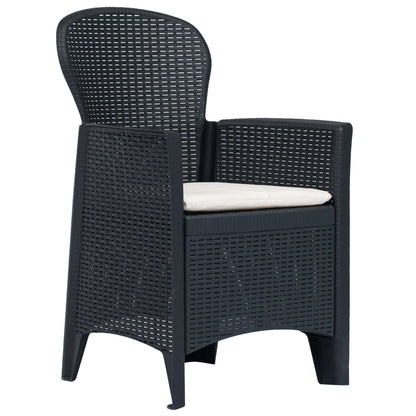 Patio Chairs 2 pcs with Cushion Anthracite Plastic Rattan Look