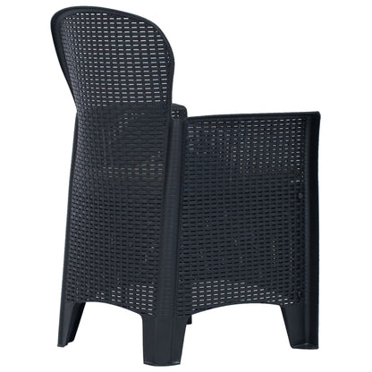 Patio Chairs 2 pcs with Cushion Anthracite Plastic Rattan Look