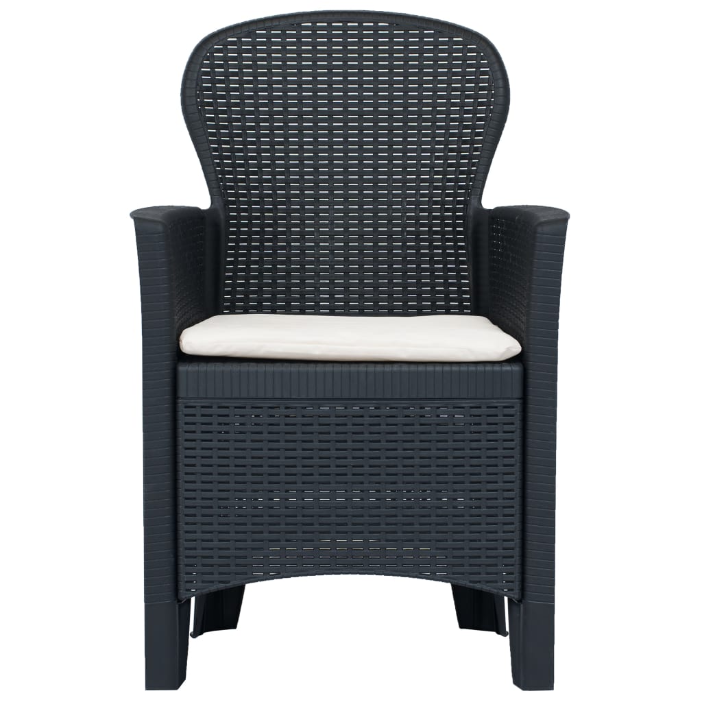 Patio Chairs 2 pcs with Cushion Anthracite Plastic Rattan Look
