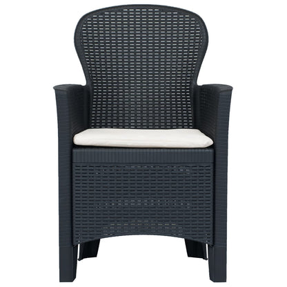 Patio Chairs 2 pcs with Cushion Anthracite Plastic Rattan Look