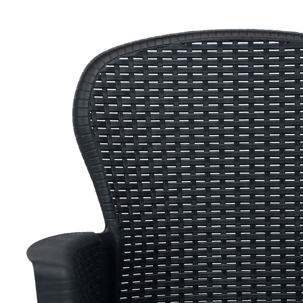 Patio Chairs 2 pcs with Cushion Anthracite Plastic Rattan Look