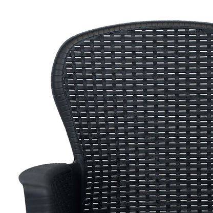 Patio Chairs 2 pcs with Cushion Anthracite Plastic Rattan Look