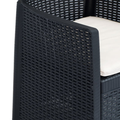 Patio Chairs 2 pcs with Cushion Anthracite Plastic Rattan Look