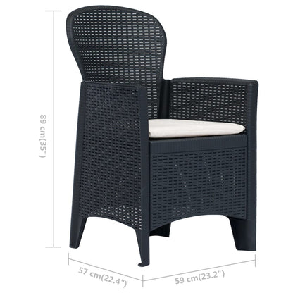 Patio Chairs 2 pcs with Cushion Anthracite Plastic Rattan Look
