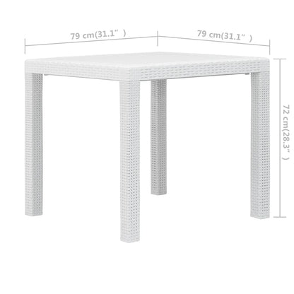Patio Table White 31.1"x31.1"x28.3" Plastic Rattan Look