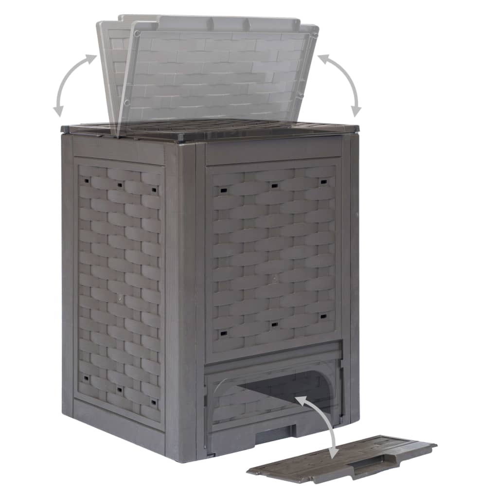 Garden Composter Brown Plastic with rattan look Medium