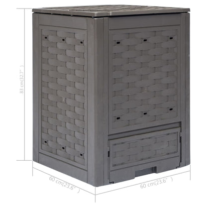 Garden Composter Brown Plastic with rattan look Medium