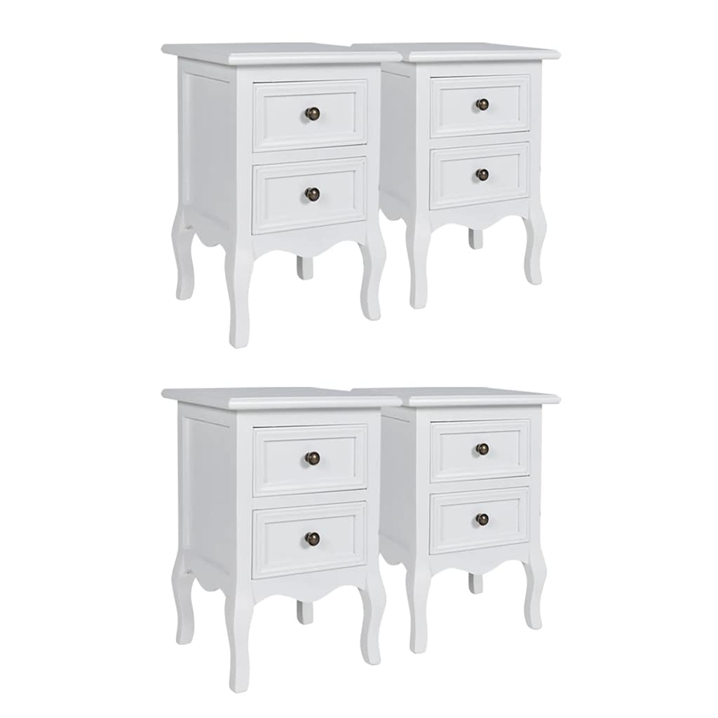 Nightstands 4 pcs with 2 Drawers MDF White