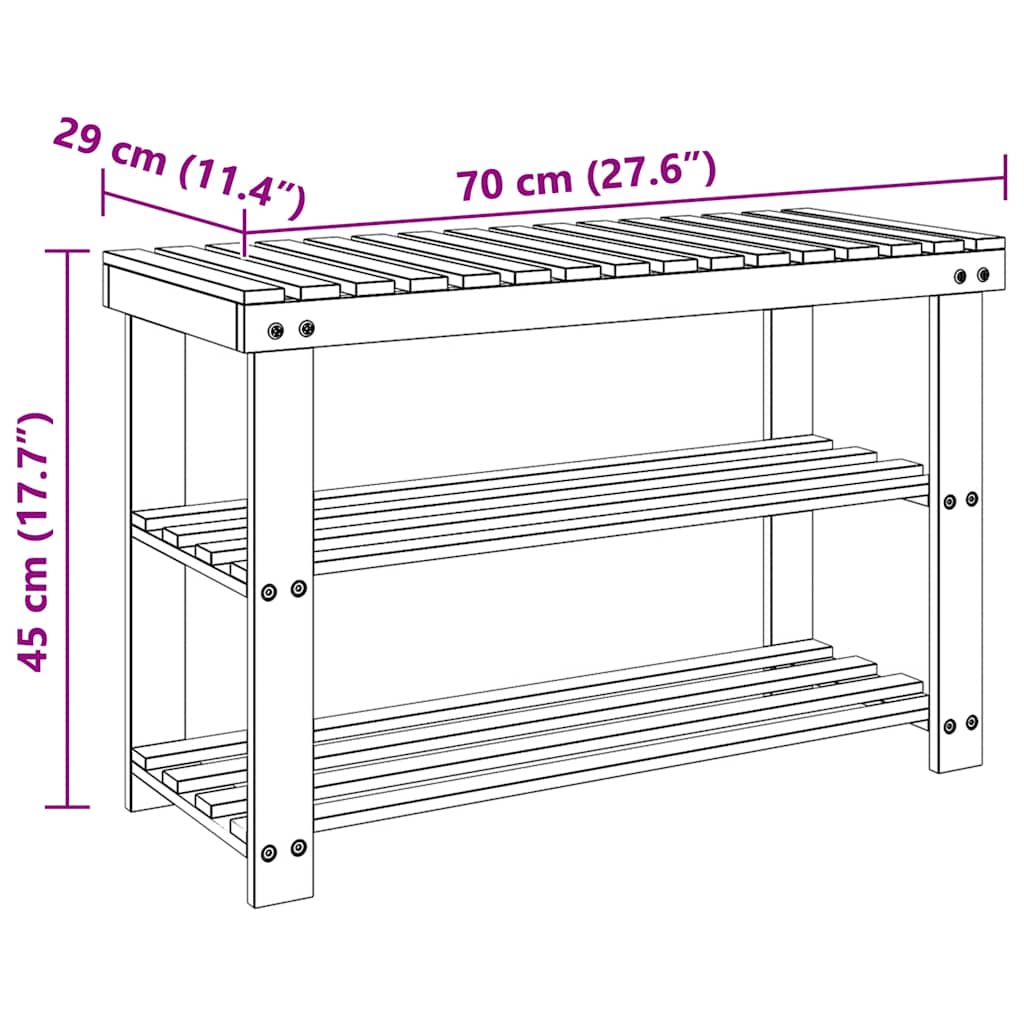 2-in-1 Shoe Rack with Bench Top 2 pcs Solid Wood
