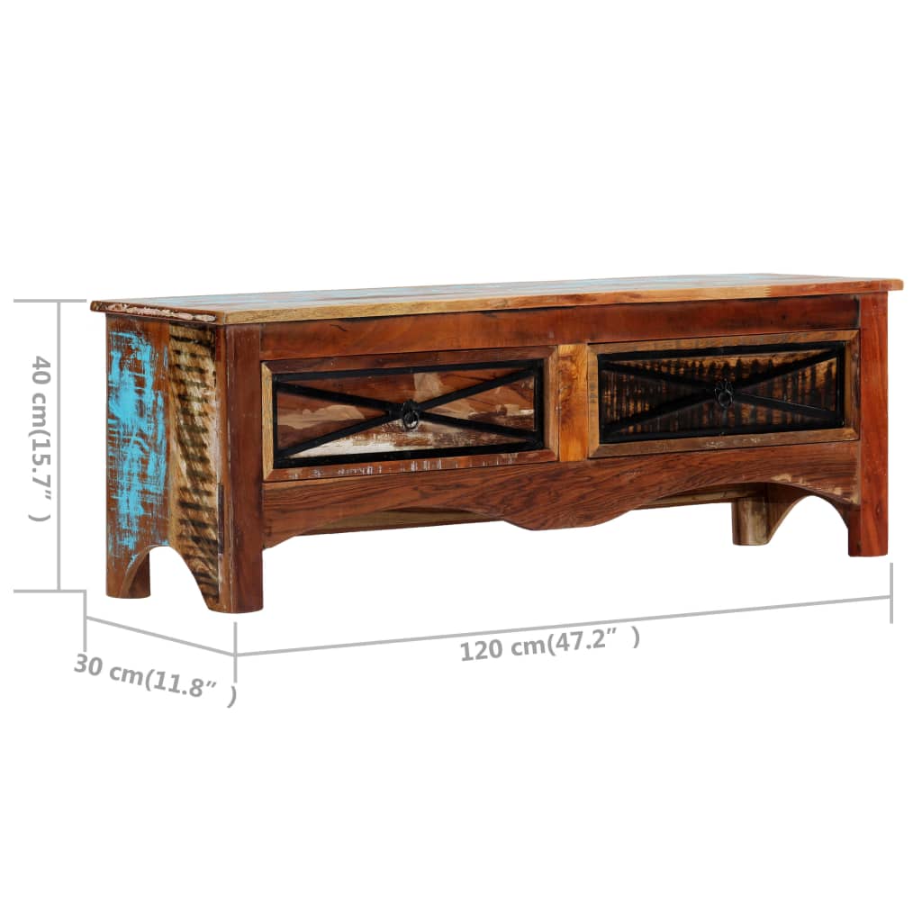 vidaXL TV Cabinet Multicolor Solid Reclaimed Wood 47.2x11.8x15.7 in