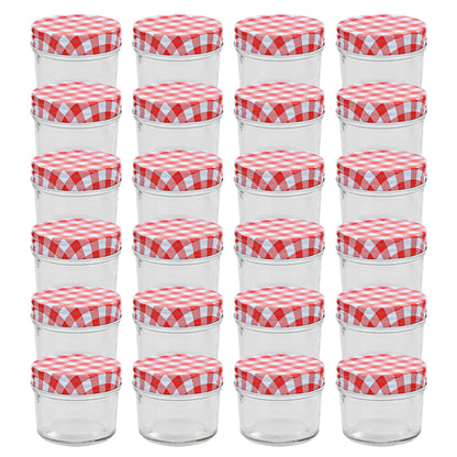 Glass Jam Jars with White and Red Lids 24 pcs 110 ml