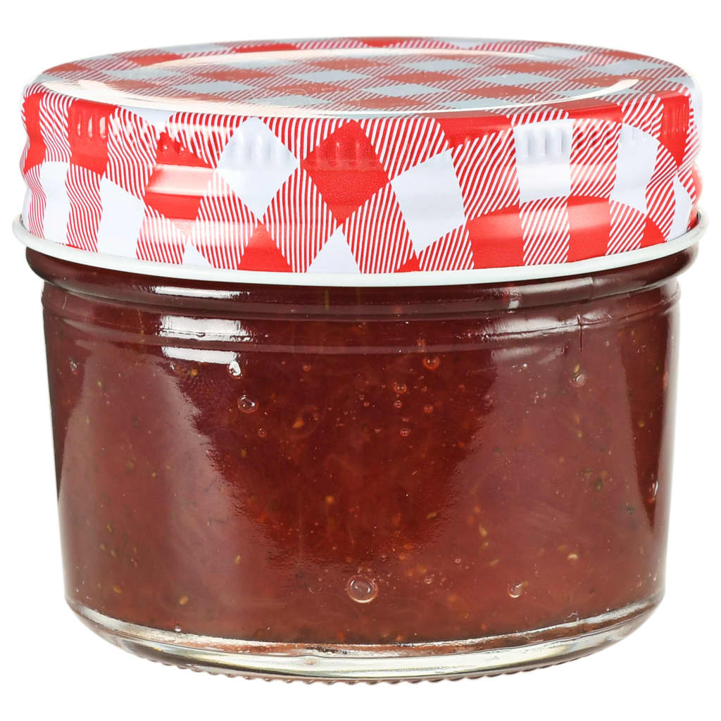 Glass Jam Jars with White and Red Lids 24 pcs 110 ml