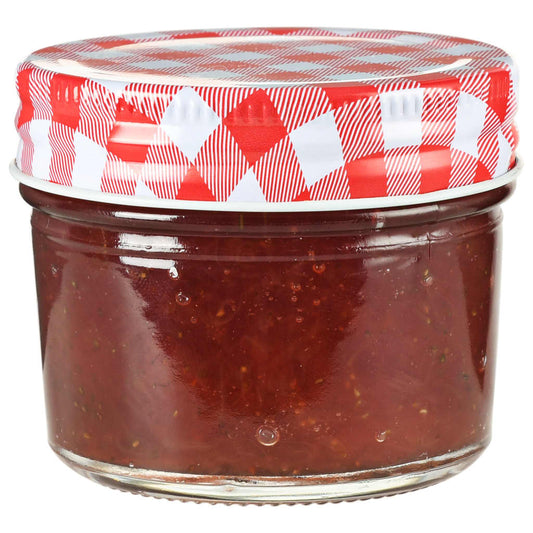 Glass Jam Jars with White and Red Lids 24 pcs 110 ml