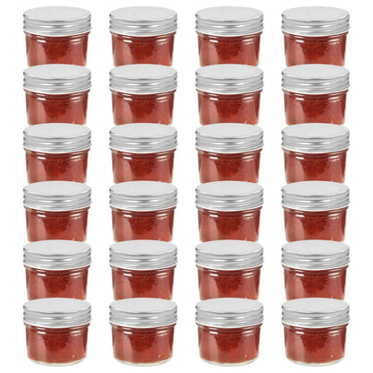 Glass Jam Jars with Silver Lids 24 pcs 110 ml