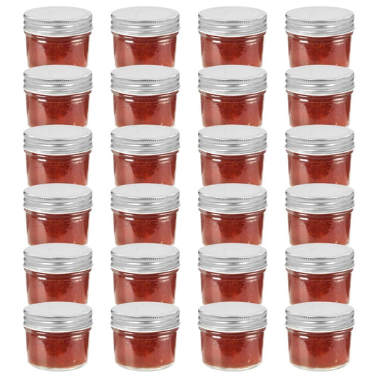 Glass Jam Jars with Silver Lids 24 pcs 110 ml