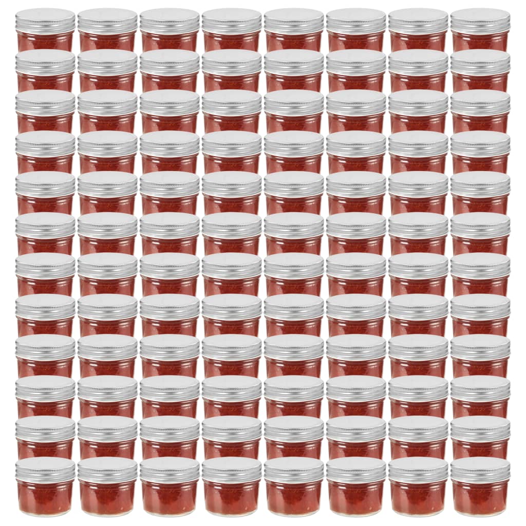 Glass Jam Jars with Silver Lids 96 pcs 110 ml