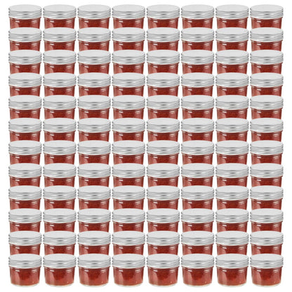 Glass Jam Jars with Silver Lids 96 pcs 110 ml