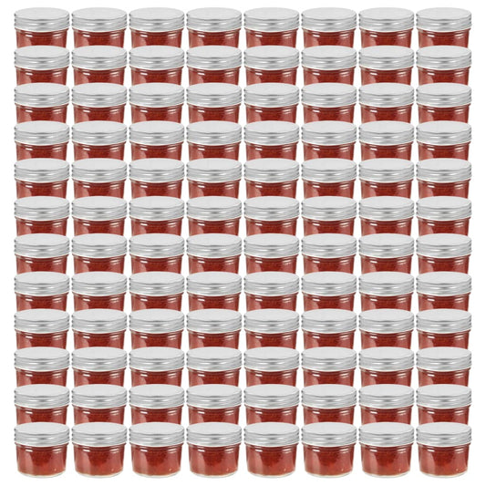 Glass Jam Jars with Silver Lids 96 pcs 110 ml
