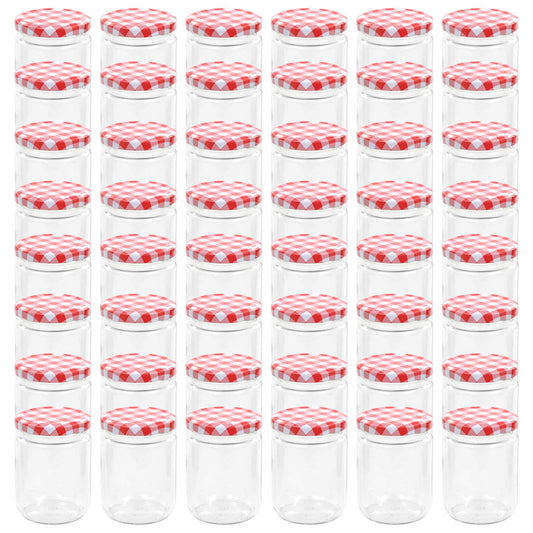 Glass Jam Jars with White and Red Lid 48 pcs 230 ml