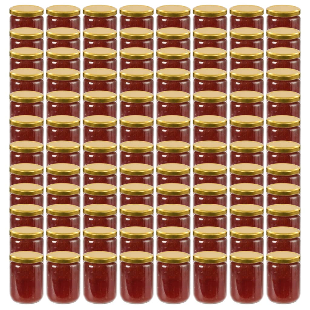 Glass Jam Jars with Gold Lid 96 pcs 230 ml