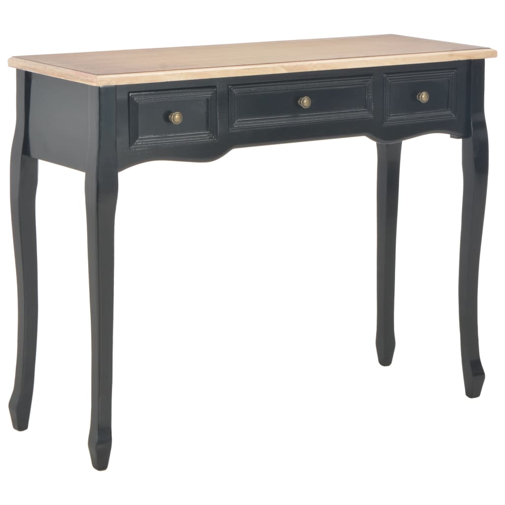 Dressing Table | Black and Brown | MDF and Pinewood | Compact