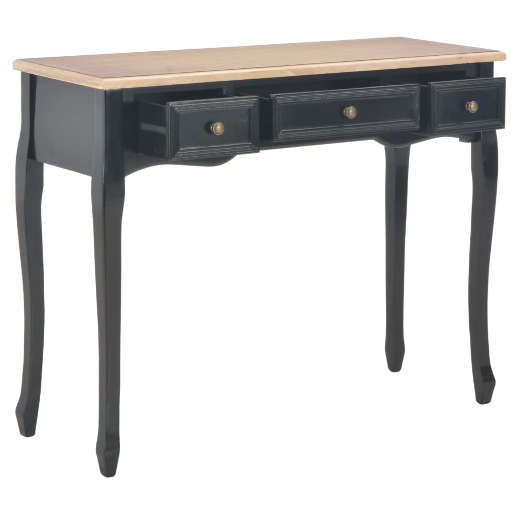Dressing Table | Black and Brown | MDF and Pinewood | Compact