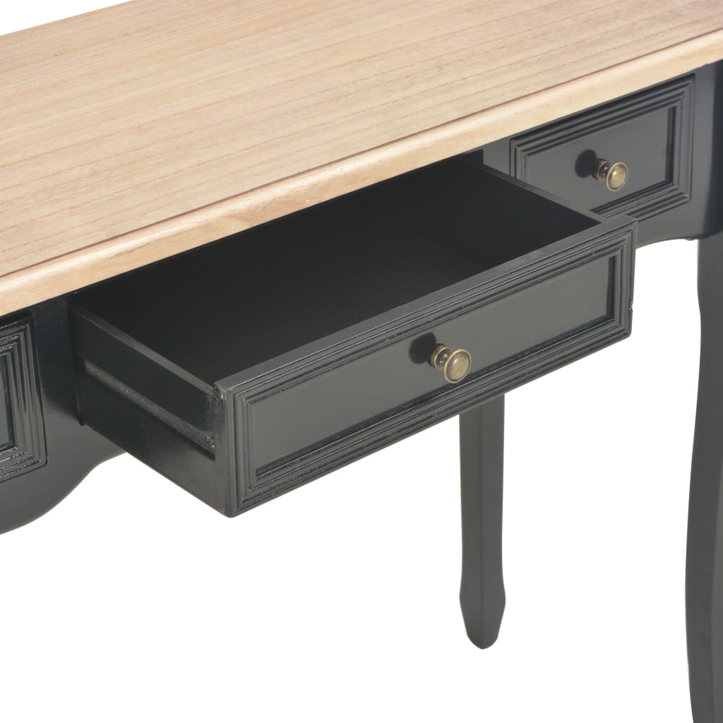 Dressing Table | Black and Brown | MDF and Pinewood | Compact